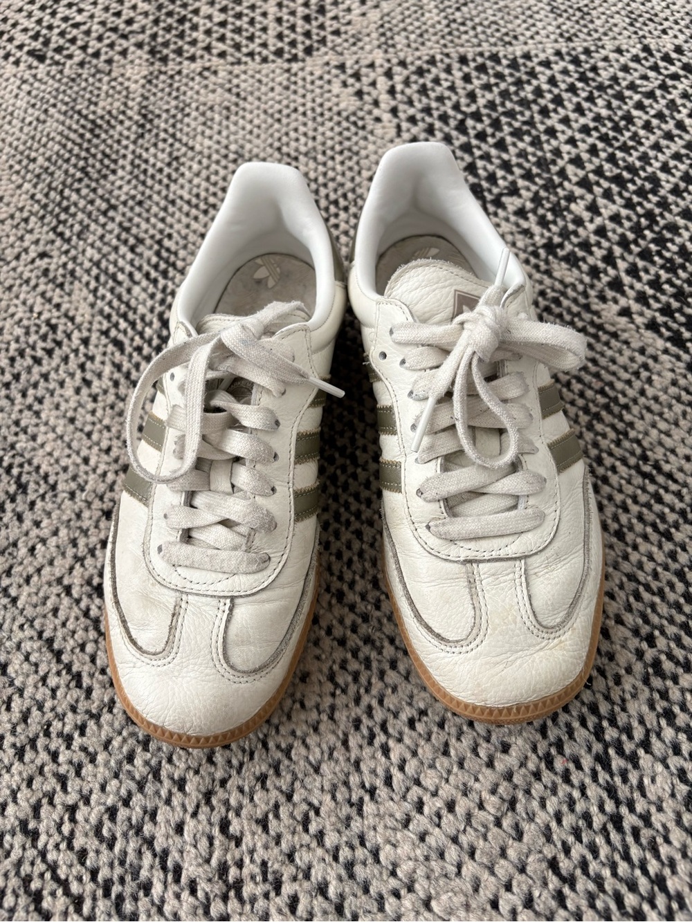 adidas Samba Sneakers in White with Gum Sole and Silver Stripes - Picture 2 of 3